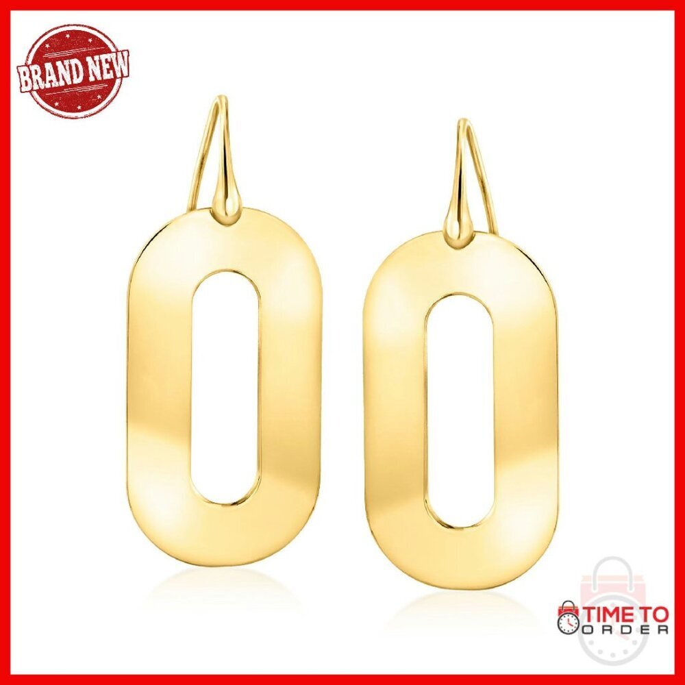 Italian 18kt Gold Over Sterling Silver Oval Drop Earrings 2"